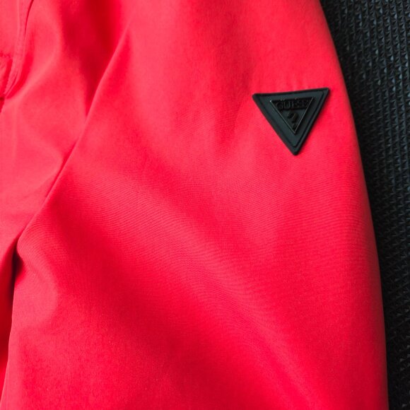 Guess Los Angeles Womens XL red windbreaker adjustable rain jacket full zip hood - Picture 7 of 16